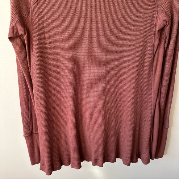 Free People Shirt Womens S Brown Venture Thermal Hi Low Hem Oversized Boho - Picture 6 of 11